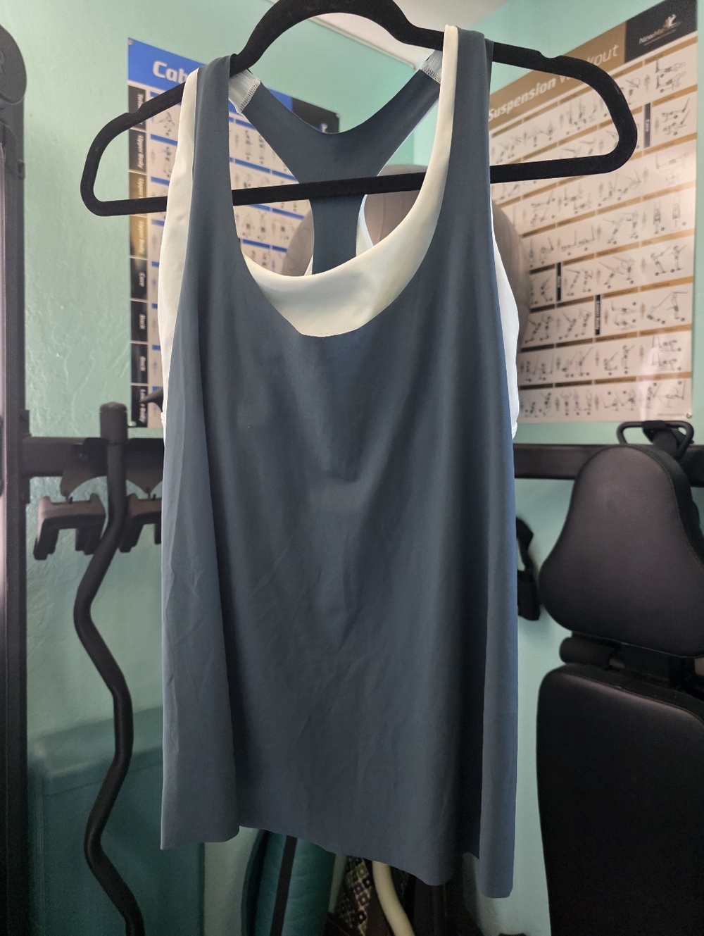 Athleta Super Charged 2 In 1 Light Mint And Turquouse Racerback Tank Top